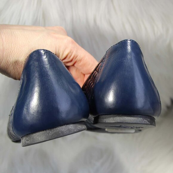 Born B73434 VBED14 Ballet Flat Womens Sz 10 EU 42 Navy Quilted Cap Toe Leather - Picture 7 of 15
